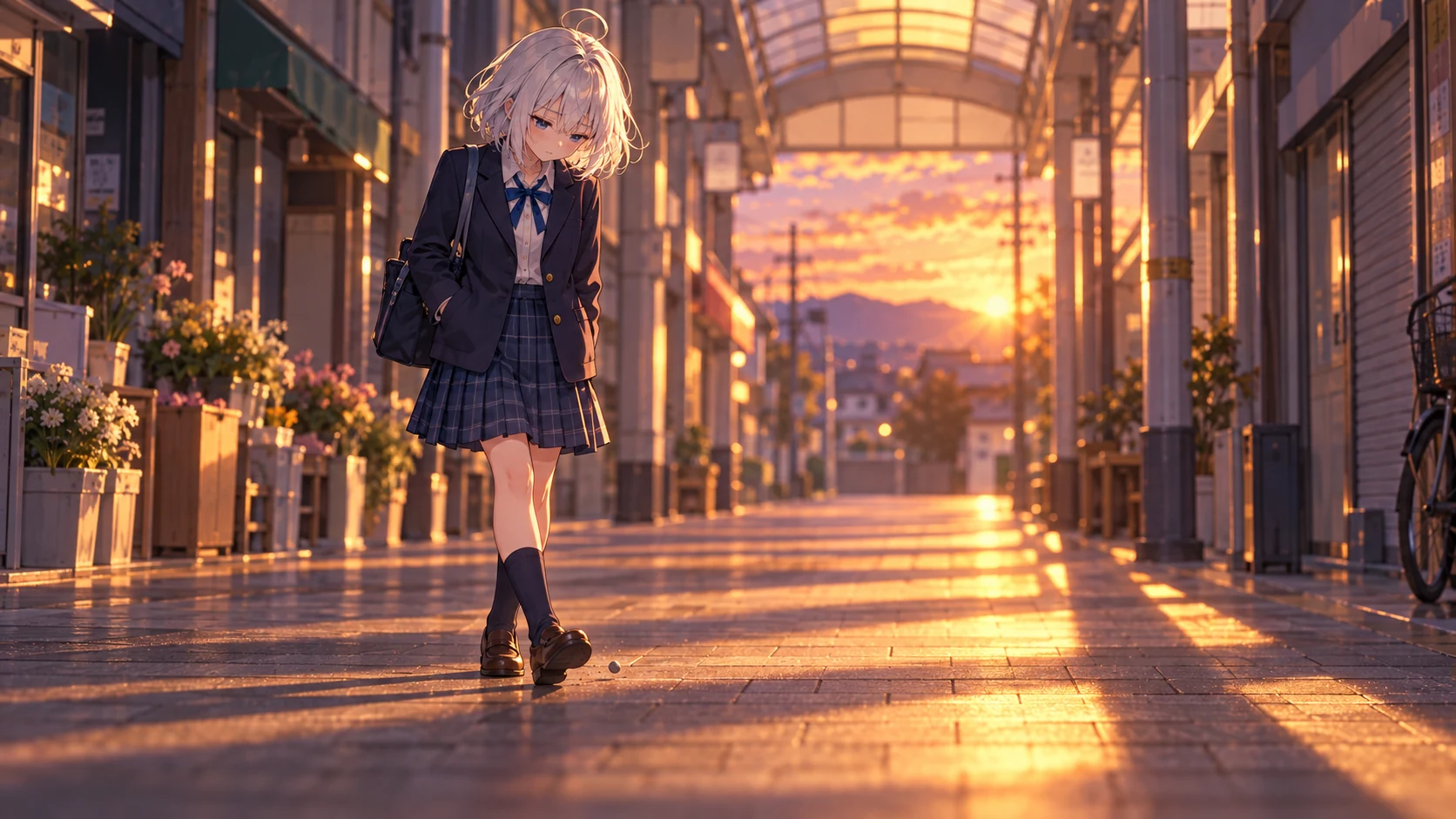 夕暮れの商店街