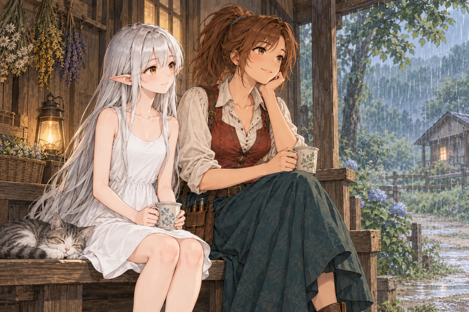 雨の日のリタとカヤ